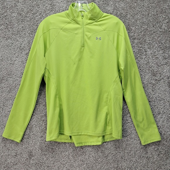 Under Armour Tops - Under‎ Armour Womens HeatGear Lime Green Quarter Zip Pullover Semi-Fitted Medium
